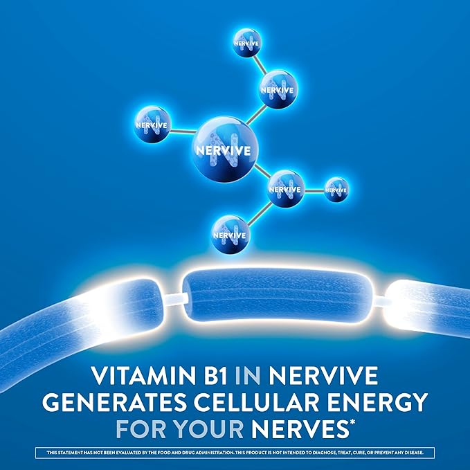 Nervive Nerve Health, with Alpha Lipoic Acid, to Fortify Nerve Health and Support Healthy Nerve Function in Fingers, Hands, Toes, & Feet*, ALA, Vitamins B12, B6, & B1, 60 Tablets