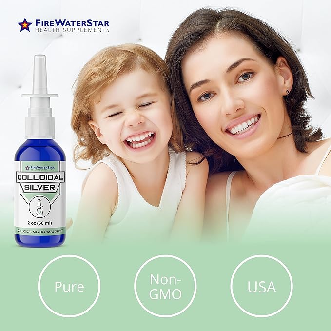 FWS Colloidal Silver Nasal Spray - 2oz - Ultra Fine Silver Mist - 50 ppm - 99.99% Purity - Sinus Relief - Helps with Dry, Irritated, Stuffy Nose - Immune System Support - for Adults and Teens