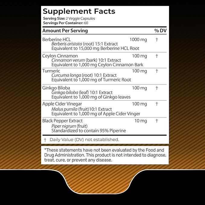 Berberine Supplement 15,000mg - Berberine with Ceylon Cinnamon, Overall Wellness Support Capsules - 120 Capsules (Pack of 1)