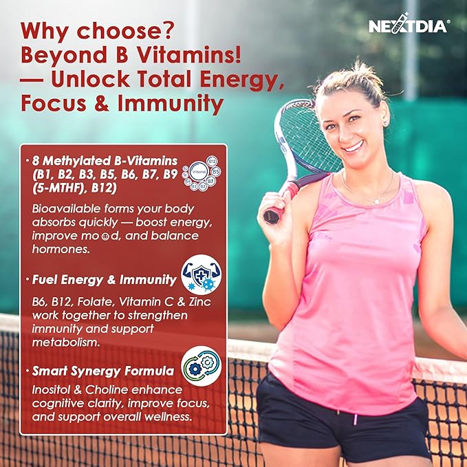 Vitamin B Complex Gummies, Vegan Vitamin B Gummies with 2000 mcg Methyl B12, Methyl Folate | Plus Choline + Inositol, Vitamin C + Zinc for Supports Energy, Mood, Immune, Healthy Hair, Skin - 60 Cts