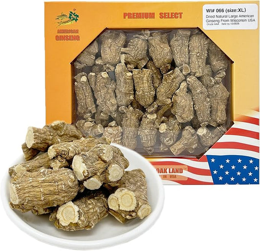 DOL Hand-Selected A Grade Cultivated Wisconsin American Ginseng Roots,Pearl Ginseng Slices Root X-Large 美國威斯康辛州西洋參/花旗參 禮盒裝 8OZ/Box Energy for Men & Women Ginseng in Soup, Tea