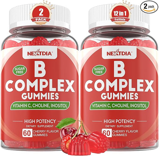 Vitamin B Complex Gummies, Vegan Vitamin B Gummies with 2000 mcg Methyl B12, Methyl Folate | Plus Choline + Inositol, Vitamin C + Zinc for Supports Energy, Mood, Immune, Healthy Hair, Skin - 120 Cts