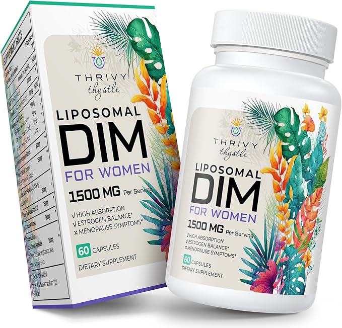 Liposomal DIM Supplement - 1500 mg Women DIM Supplement - Estrogen Supplements Contain Vitamin E, Evening Primrose, Black Cohosh, Omega-3 Fatty Acids