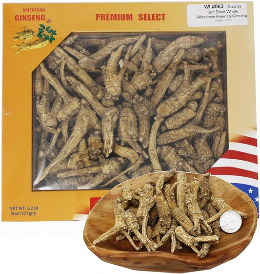 8OZ=227gm/box American Ginseng,Hand-Selected Wisconsin Farmed Ginseng Root | Long Small |美国威斯康辛州 长枝西洋参 花旗参 礼盒装 |Cultivated Wisconsin American Ginseng WI 063# Box