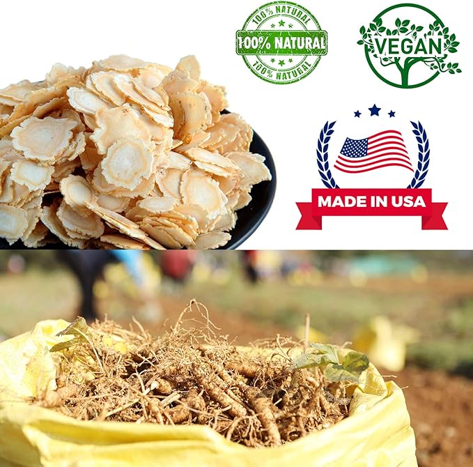 4 Boxes of American Ginseng Slices from Wisconsin,American Wisconsin Ginseng Slices Root for Tea, Energy for Men Women Mental Health Boosts Immunity, Gluten Free 花旗參, Small Round,16oz
