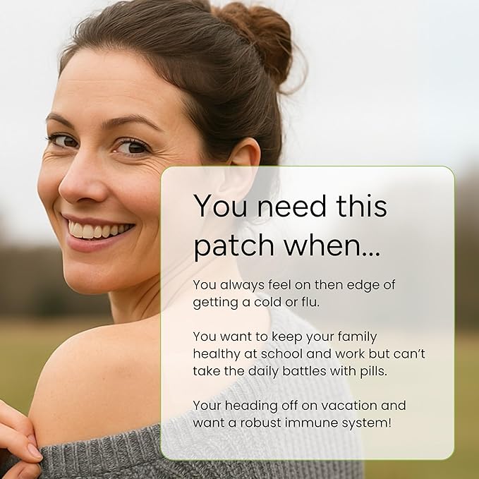 Immunity Patches - 30 Topical Immune Patches Containing Vitamin C, Zinc, Echinacea Extract & Ginkgo Biloba, Lasts 24 Hours