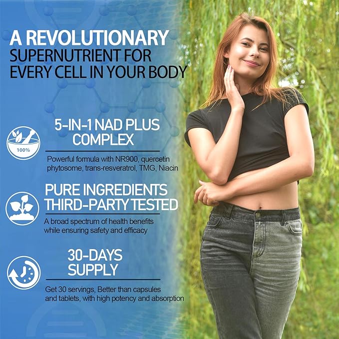 NAD Supplement, Liposomal NAD Nicotinamide Riboside Resveratrol 900mg Quercetion, TMG, Vitamin B3, High Potency NAD Plus Liquid Supplement for Cell Regenerator, Longevity, Energy, Anti-Aging, Focus