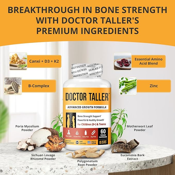 NuBest Doctor Taller - Premium Bone Strength Formula for Bone Strength, Immunity & Healthy Bone - Keto with Calcium, Vitamin D3, Vitamin K2, Amino Acids & Herbs for Children (8+) - 2 Pack