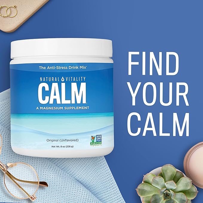 Natural Vitality Calm, Magnesium Supplement, Anti-Stress Drink Mix Powder, Gluten Free, Vegan, & Non-GMO, Watermelon, 16 oz