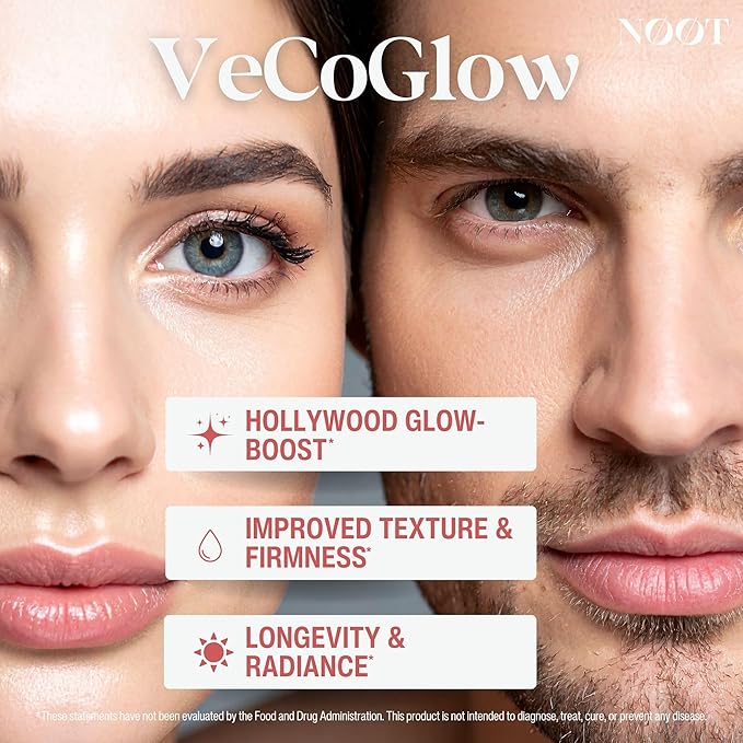VeCoGlow Premium Vegetarian Collagen for Women & Men (Pills) with Vitamin C - Multi Collagen Peptides (Types I, V & X) Eggshell Membrane Supplements for Smooth, Firm and Glowing Skin