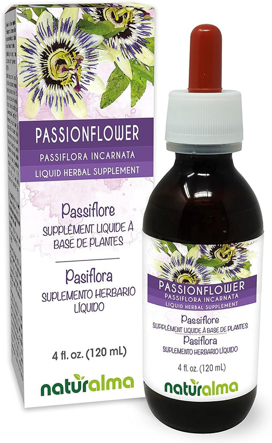 Naturalma Passionflower (Passiflora incarnata) herb with Flowers Alcohol-Free Tincture - 4 fl oz Liquid Extract in Drops - Herbal Supplement - Vegan