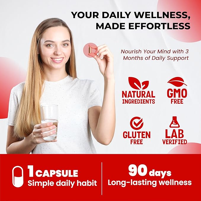 Kava Kava Capsules Supplement - Formula Enriched with Ashwagandha, 5-HTP, Rhodiola, Lemon Balm, Support Mood, Calm & Relaxation | 90 Capsules