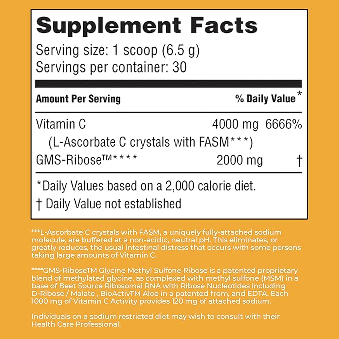 American Nutriceuticals - Vitamin C Powder - Supplement for Immune Support - Natural, Sugar Free -Non-Acidic - 4000mg