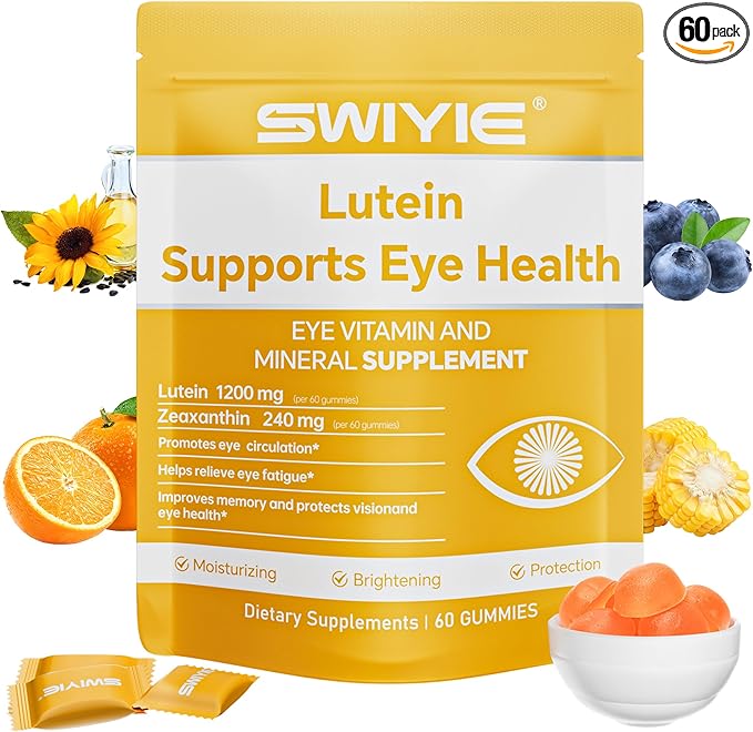 Lutein Gummies – Eye Vitamin and Mineral Supplement with 20mg Lutein & 4mg Zeaxanthin – Gummy Vitamins for Eye Health Support – Naturally Flavored, 60 Gummies