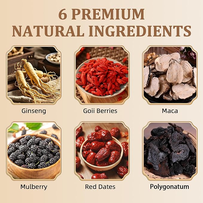 Ginseng Five Treasures Tea Kidney Tea - Kidney Cleanse Ginseng Six Treasures Teas, 6 Precious Ingredients Red Date Wolfberry Mulberry Natural Organic Detox Teabag for Women & Men (1 Bag(20 Teabag))