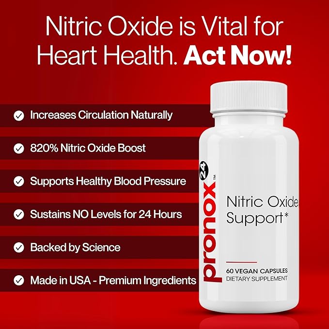 Nitric Oxide Booster Supplement with Magnesium, Zinc, Vitamin B12, Vitamin C & Vitamin D3 | 24-Hour Circulation Support, Energy Boost, Blood Flow & Heart Health | Vegan, Non-GMO (60 Count)
