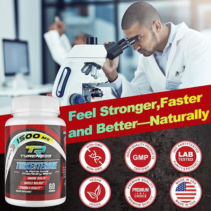 Testosterone Supplement for Men - Testosterone Booster for Men, 4X Strength Male Enhancing Supplement with Turkesterone, Zinc, Ashwagandha, Maca Root for Workout, Muscle Builder, Energy - 60 Capsules