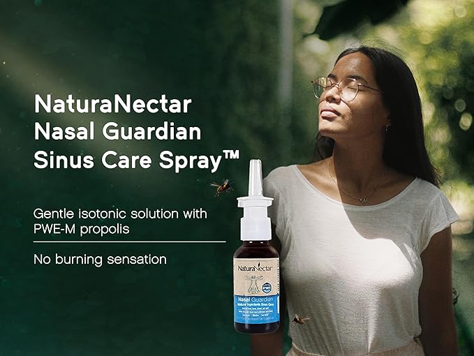 NaturaNectar Bee Propolis Nasal Spray Saline Sinus Rinse & Relief | Pure Brazilian Propolis & Ingredients | Gentle & No Burning Sensation | Nasal Guardian | Ethical Beekeeping | 1 FL Oz | 3 Pack