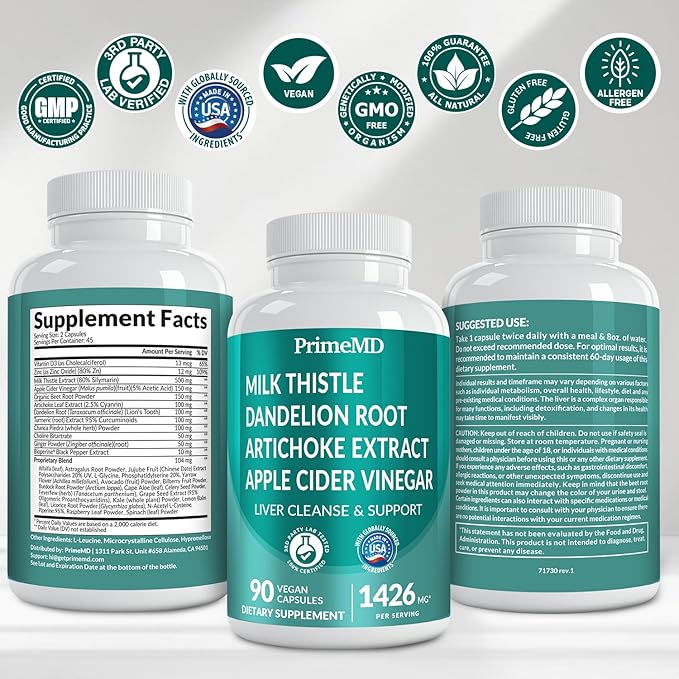 32-in-1 Liver Cleanse Detox and Repair with Milk Thistle, Silymarin, Artichoke Extract, Beetroot Powder - Gallbladder Supplement with Active Liver Health Formula - 1426mg (180ct, Pack of 2)