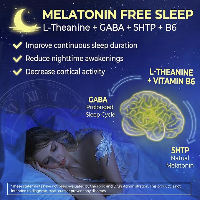 Liposomal L-Theanine 200mg Magnesium Glycinate 400mg Gummies with GABA, 5HTP, Apigenin, Vitamin B6 & D3, Ashwagandha, Lemon Balm Leaf, Melatonin Free Sleep Chewable for Relax Mood & Muscle, 2 Packs