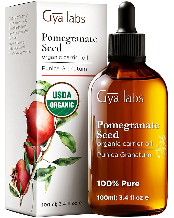 Gya Labs Organic Pomegranate Seed Oil for Skin, Face & Body - 100% Pure Natural Pomegranate Carrier Oil for Hair, Diffuser (3.4 Fl Oz)
