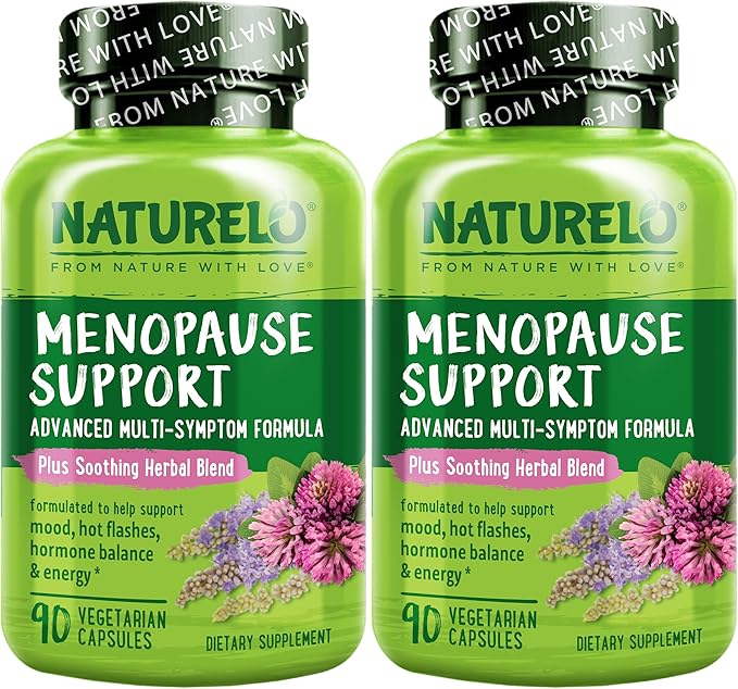 NATURELO Menopause Supplements for Women, Herbal Blend with Black Cohosh for Menopause Hot Flashes Advanced Estrogen Multi-Symptom Formula 90 Capsules (Pack of 2)