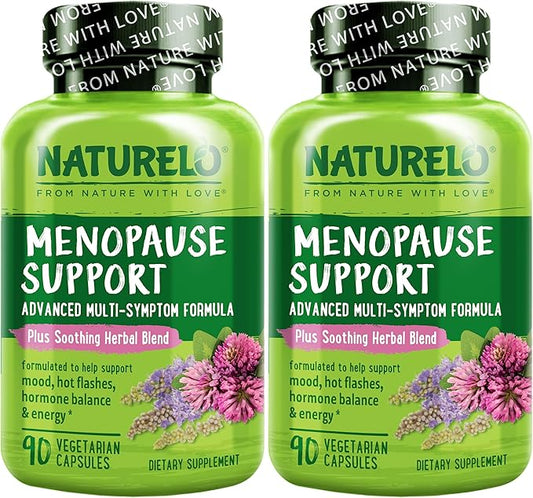 NATURELO Menopause Supplements for Women, Herbal Blend with Black Cohosh for Menopause Hot Flashes Advanced Estrogen Multi-Symptom Formula 90 Capsules (Pack of 2)