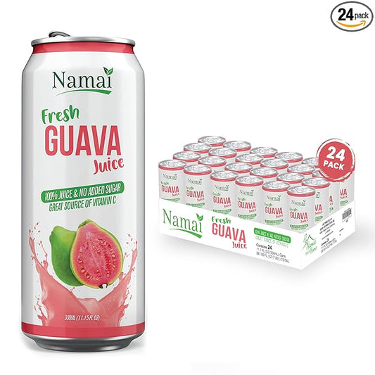 Namai 100% All Natural Pure Guava Juice, No Added Sugar, No Preservatives, Pack of 24