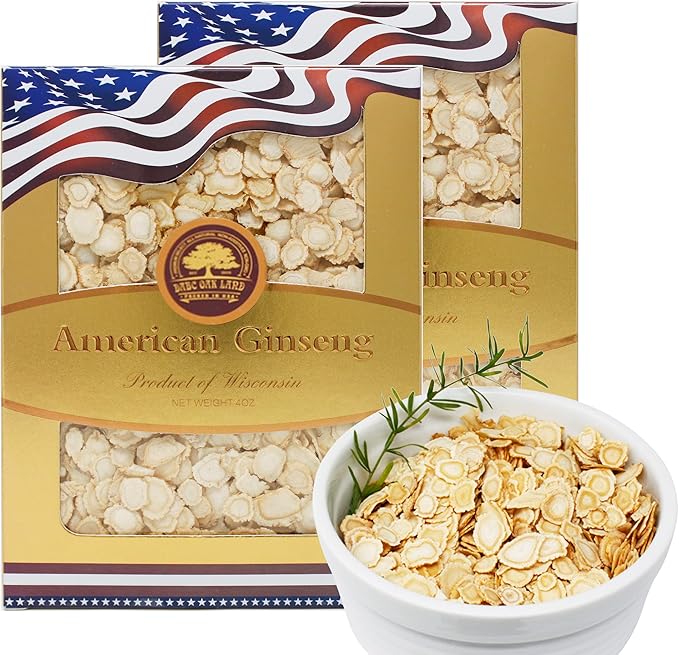 2 Boxes of American Ginseng Slices from Wisconsin,American Wisconsin Ginseng Slices Root for Tea, Energy for Men Women Mental Health Boosts Immunity, Gluten Free, 花旗參/西洋參Small Round 2Boxes of 4oz, 8oz