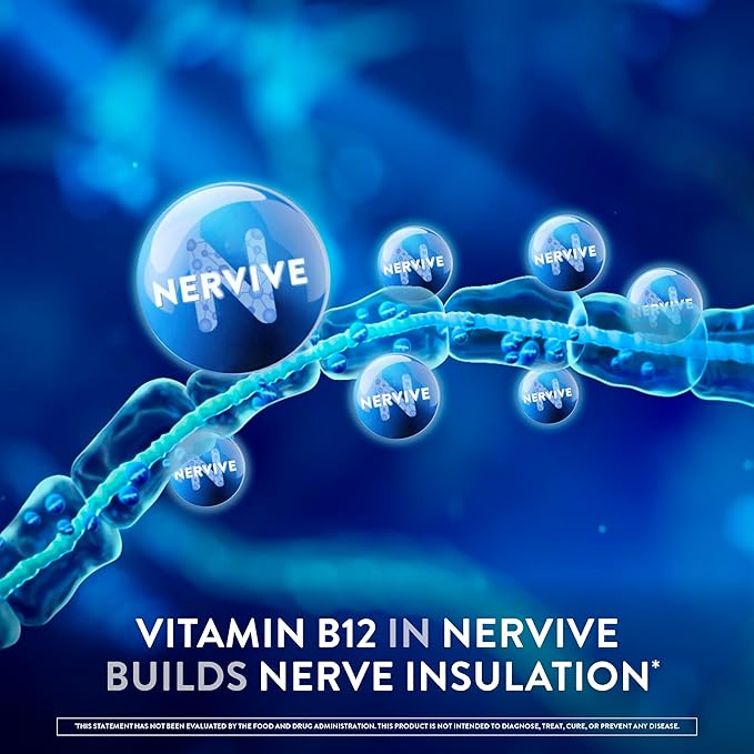 Nervive Nerve Health, with Alpha Lipoic Acid, to Fortify Nerve Health and Support Healthy Nerve Function in Fingers, Hands, Toes, & Feet*, ALA, Vitamins B12, B6, & B1, 60 Tablets