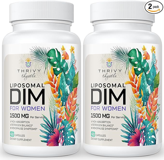 Liposomal DIM Supplement - 1500 mg Women DIM Supplement - Estrogen Supplements Contain Vitamin E, Evening Primrose, Black Cohosh, Omega-3 Fatty Acids (2 Pack)