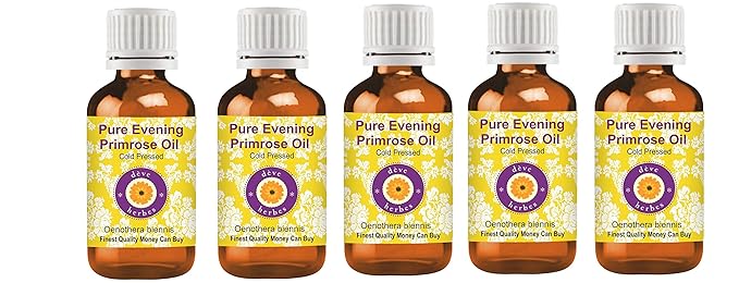 dève herbes Pure Evening Primrose Oil (Oenothera biennis) Cold Pressed (Pack of Five) 100ml X 5 (16.9 oz)