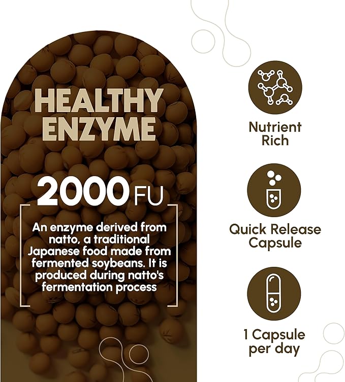 Nattokinase Supplement - 2000 FU of Enzyme - 270 Capsules of Nattokinase 100mg - Gluten Free, Non-GMO, Vegan