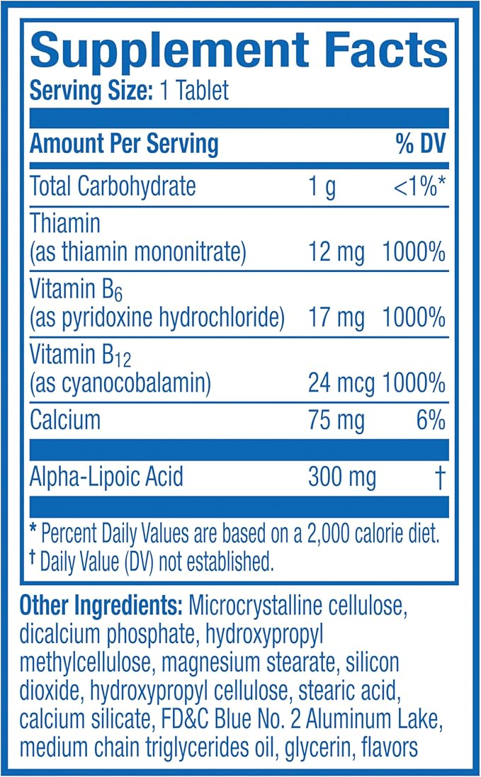 Nervive Nerve Health, with Alpha Lipoic Acid, to Fortify Nerve Health and Support Healthy Nerve Function in Fingers, Hands, Toes, & Feet*, ALA, Vitamins B12, B6, & B1, 60 Tablets