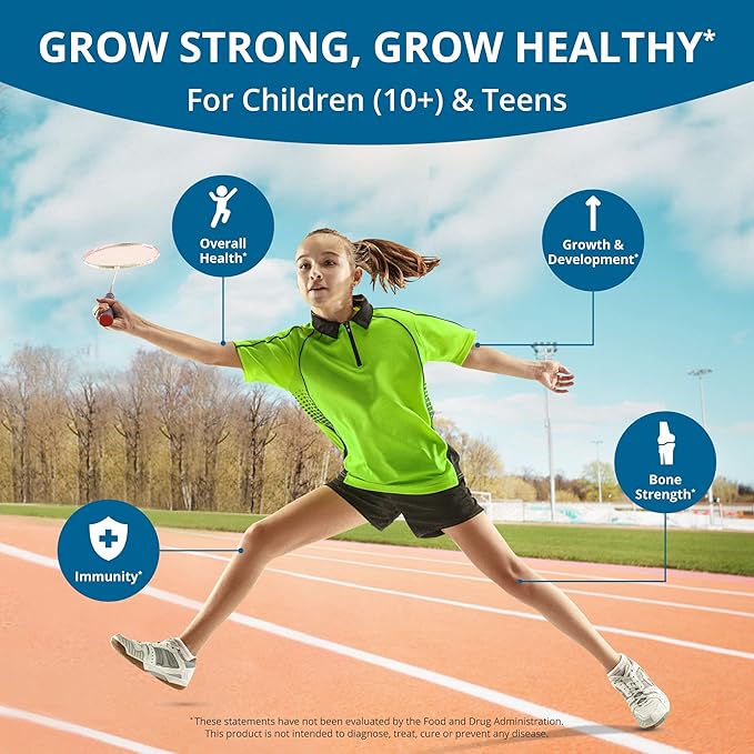 NuBest Grow Power Bone Strength - Premium Supplement for Age 10+ & Teens - Supports Bone Health,Bone Strength with Calcium, Vitamin D3, Phosphorus, Magnesium, Zinc & More - 3 Pack