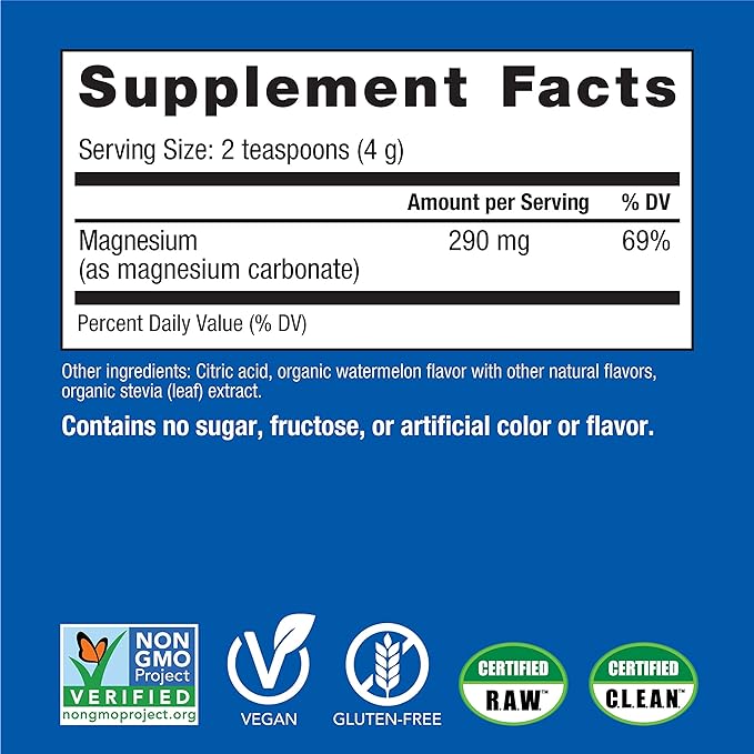 Natural Vitality Calm, Magnesium Supplement, Anti-Stress Drink Mix Powder, Gluten Free, Vegan, & Non-GMO, Watermelon, 16 oz