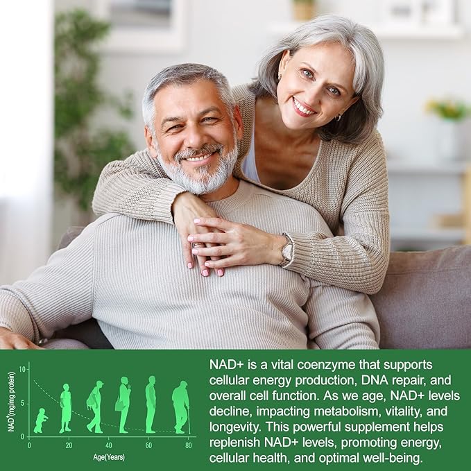 NAD Supplement,Nicotinamide Riboside,Extra Strength,Boost NAD & Resveratrol + for Women & Men,Energy Anti-Aging,Cell Regeneration,120 Capsules