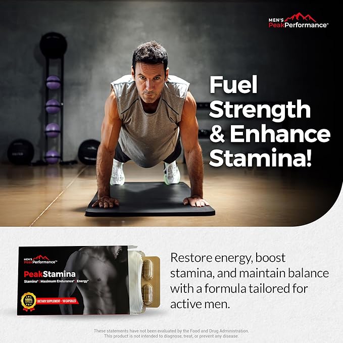Male Maximizer Supplement - Energy, Endurance & Stamina Support for Peak Performance with Horny Goat Weed, Ashwagandha, Tongkat Ali & Maca - 10pk Capsules