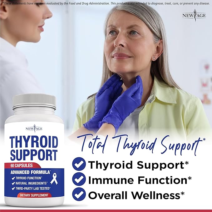 Thyroid Support Supplement for Women & Men with Iodine, B12, Zinc, Selenium, Ashwagandha, Bladderwrack, Turmeric, Schisandra - Non-GMO, Vegetarian - 120 Count