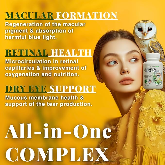Macular Support Eye Health Vitamins & Vision Supplements Lutein 400mg, Zeaxanthin 10mg, Eyebright Herb, Lycopene Supplement & Bilberry Supplement for Eyes, Eye Vitamins for Seniors & Adults