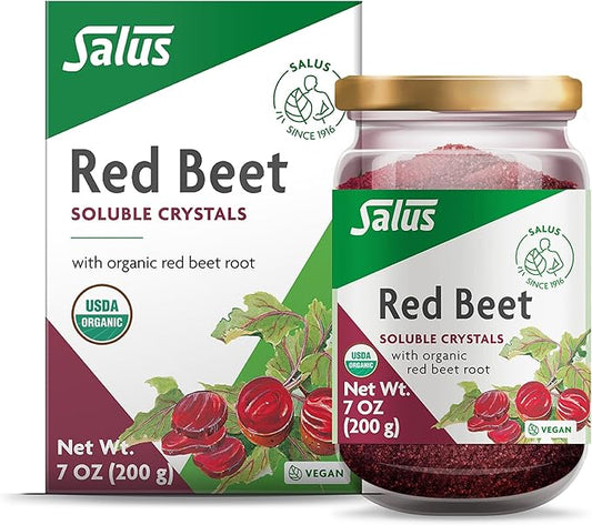 Floradix Salus Red Beet Crystals - Organic Nutritional Beet Root Powder Mix - Superfood Powder Supplement with Vitamin C, Folate, Magnesium & Potassium - 7 Oz