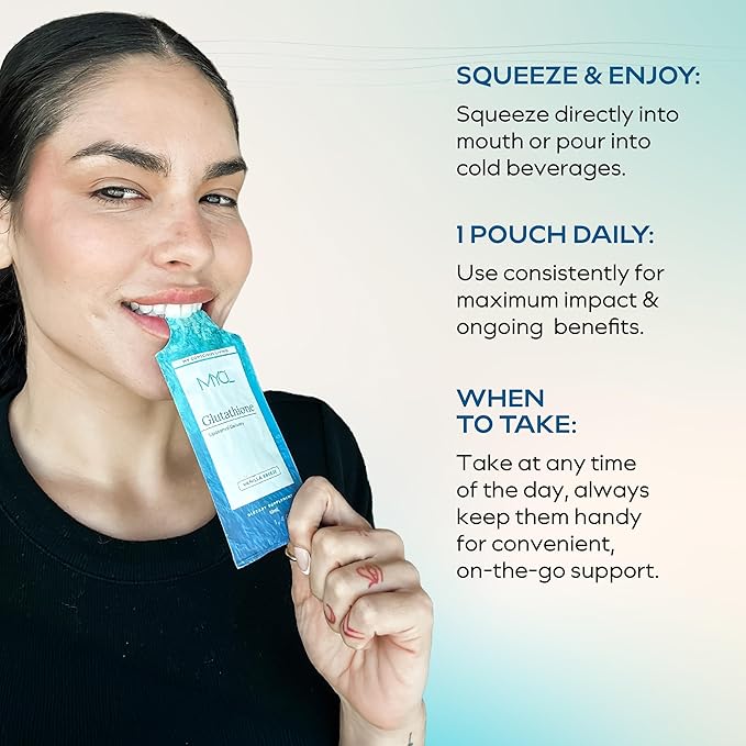 Liposomal Glutathione Supplement Squeeze Packs – Vitamin E and MCT Oil – Skin, Hair and Nail Health– High Absorption - Vanilla Almond – 30 Single-Serve Packets