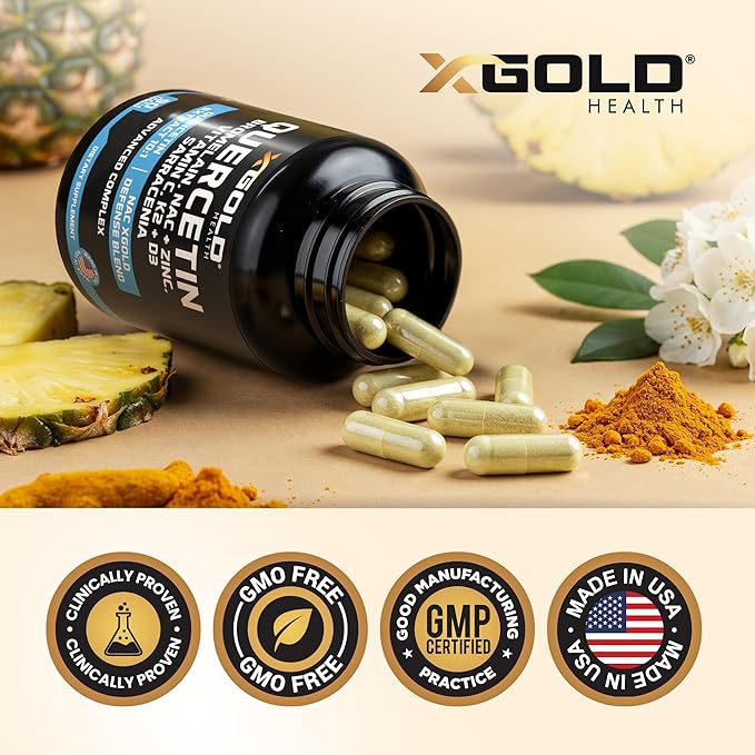 NAC Supplements 1,000 mg (N-Acetyl Cysteine), Sarracenia Purpurea, Quercetin 1,000 mg, Bromelain, Zinc, Vitamin D3 + K2, Turmeric, Elderberry, Vitamin C – Antioxidant & Immune Support – Made in USA