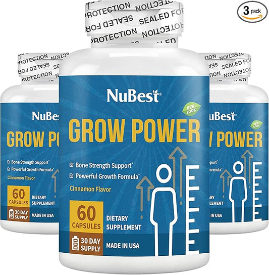 NuBest Grow Power Bone Strength - Premium Supplement for Age 10+ & Teens - Supports Bone Health,Bone Strength with Calcium, Vitamin D3, Phosphorus, Magnesium, Zinc & More - 3 Pack