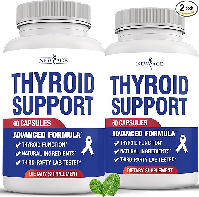 Thyroid Support Supplement for Women & Men with Iodine, B12, Zinc, Selenium, Ashwagandha, Bladderwrack, Turmeric, Schisandra - Non-GMO, Vegetarian - 120 Count